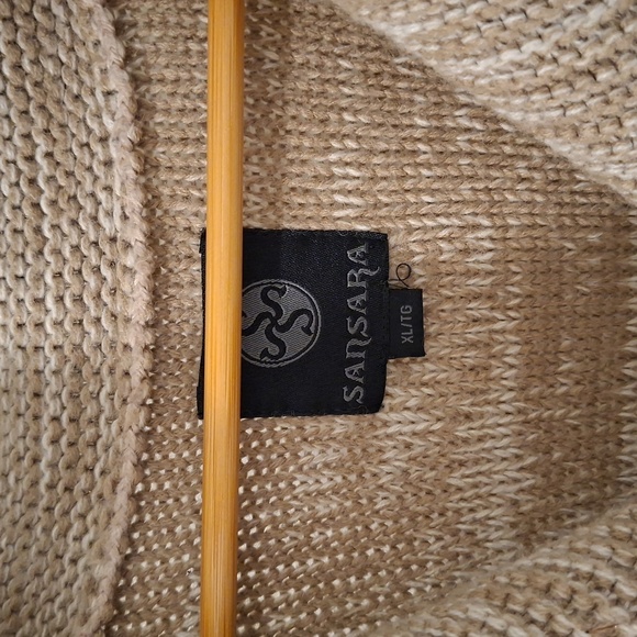 Sansara Women's Tan/Grey & Black Wool Shawl-collar Cowichan Cardigan (Size XL) - Picture 4 of 9